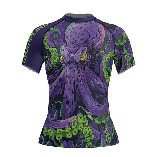 Rashninja Octopus Neon Multi Women's Short Sleeve Rash Guard