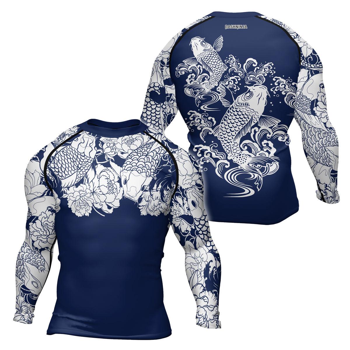 Rashninja Ranked Japanese Koi Fish Men's Long Sleeve Rash Guard