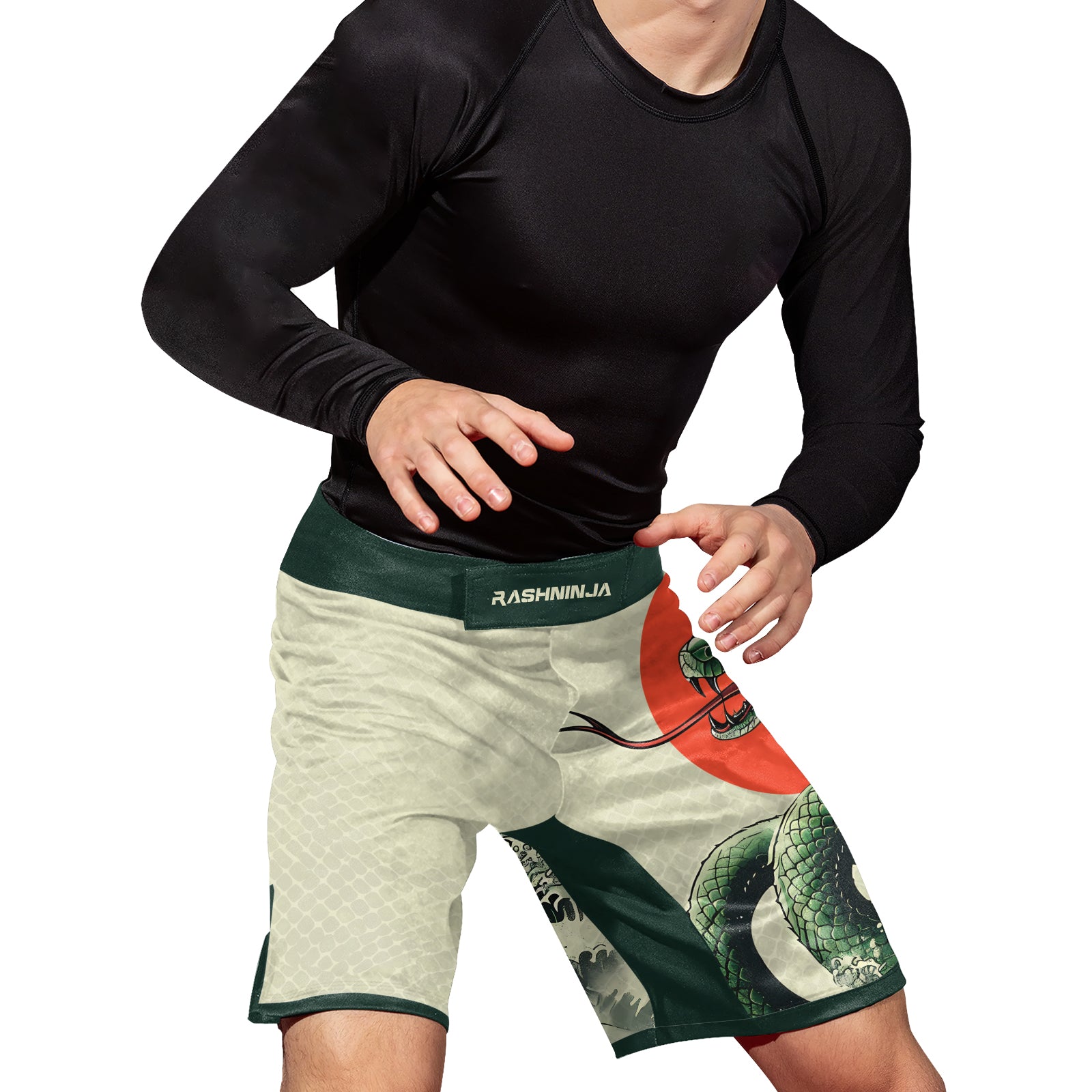 Rashninja Snake Rising Sun Men's Fight Shorts

