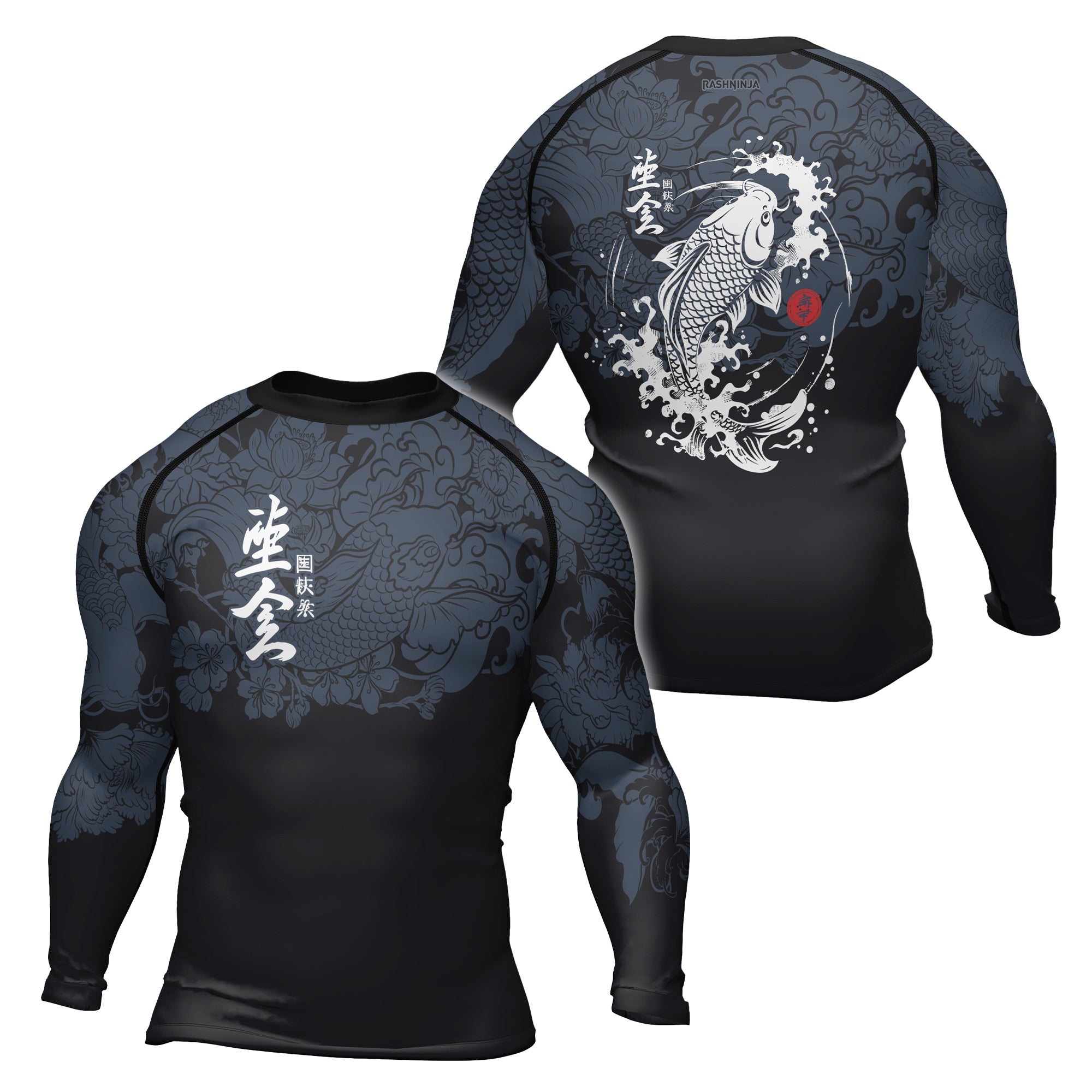 Rashninja Dark Wave Koi Men's Long Sleeve Rash Guard | Bjj Rash Guards