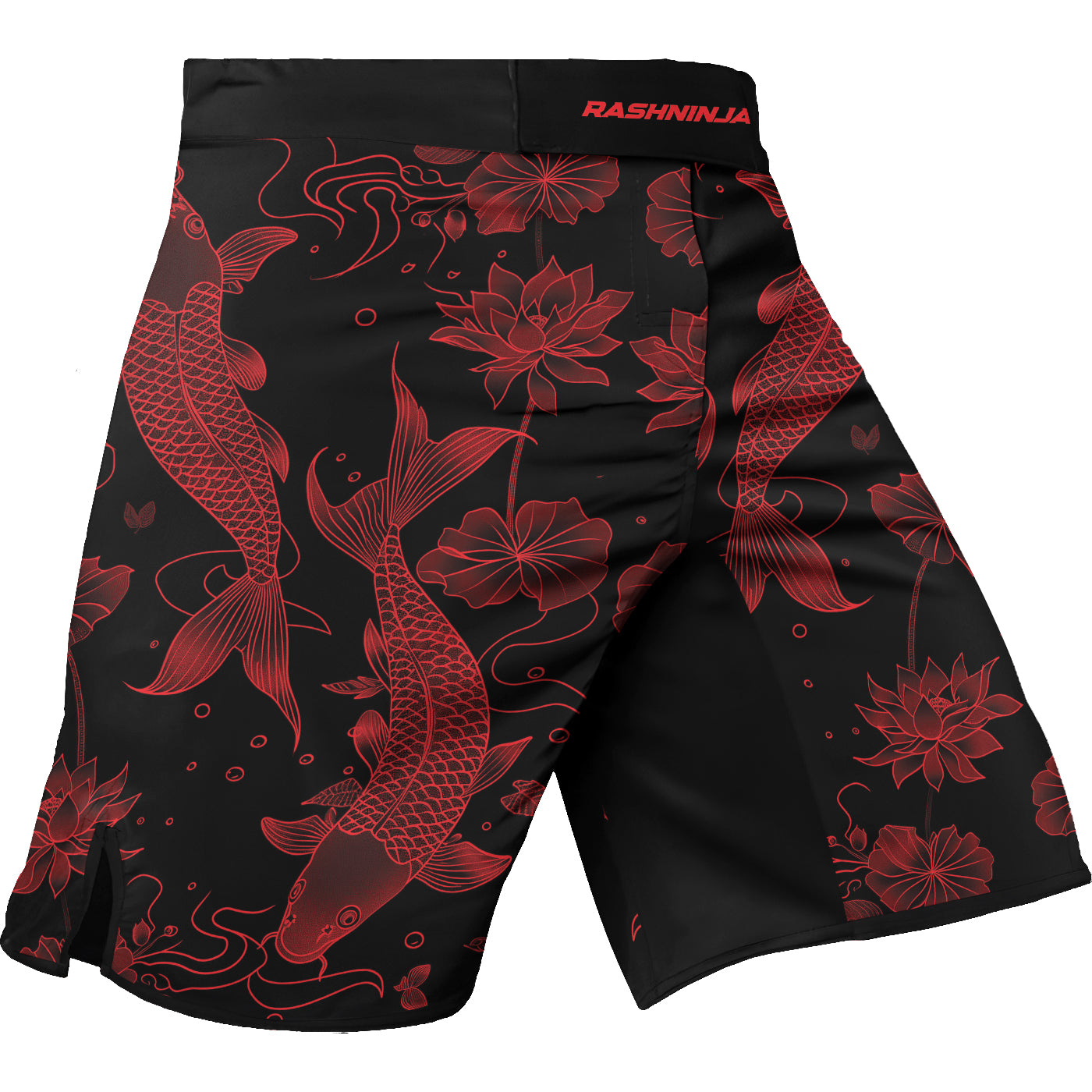 Rashninja Koi Lotus Flow Men's Fight Shorts | Koi Fish MMA Shorts