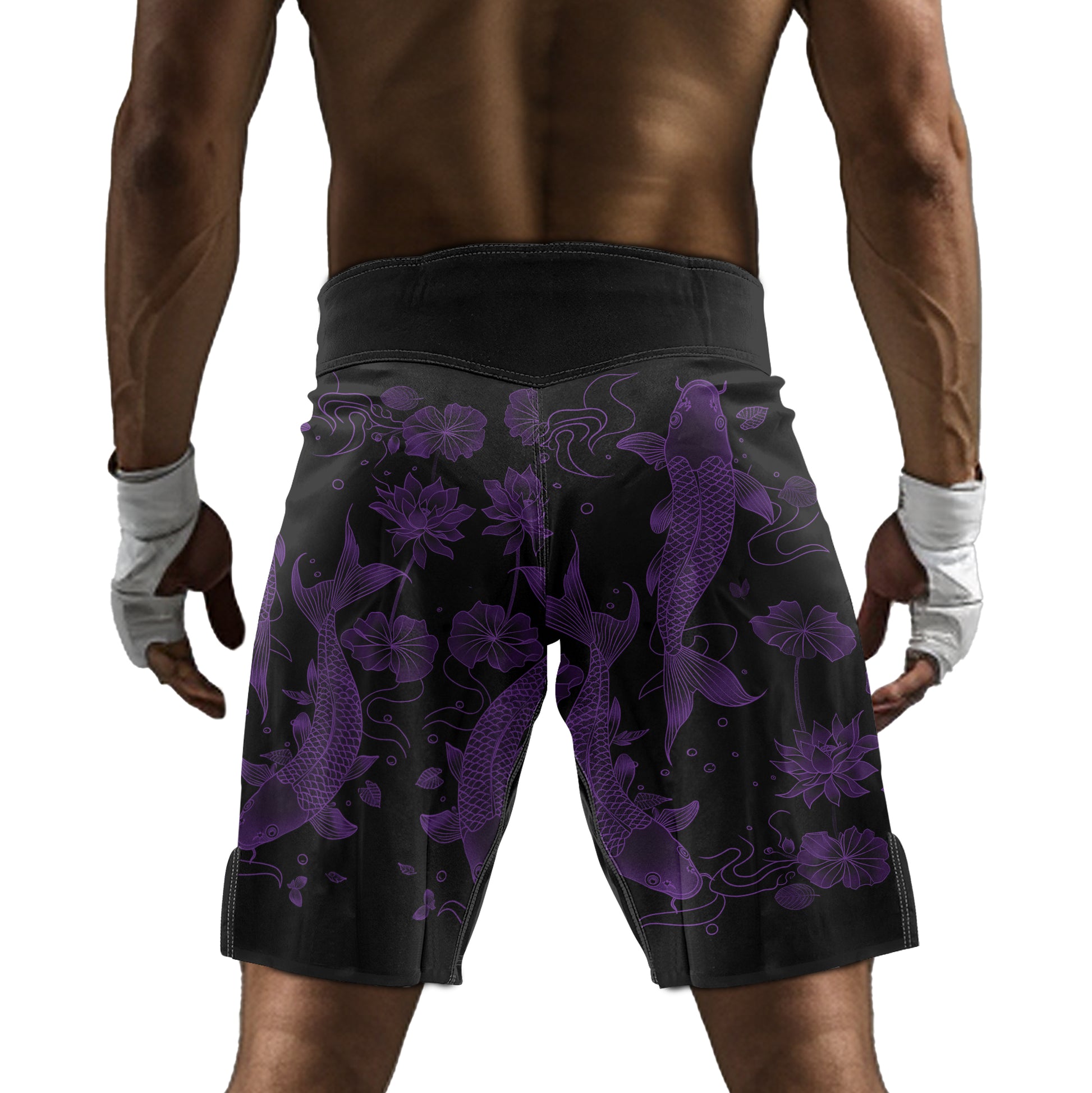 Rashninja Koi Lotus Flow Men's Fight Shorts | Koi Fish MMA Shorts