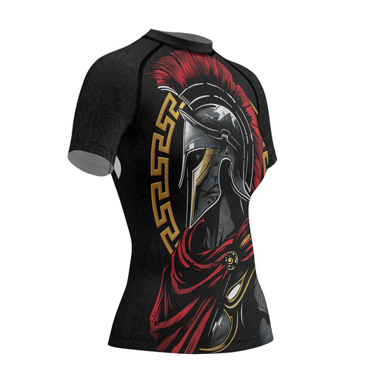 Rashninja Spartan Spear Pattern Women's Short Sleeve Rash Guard