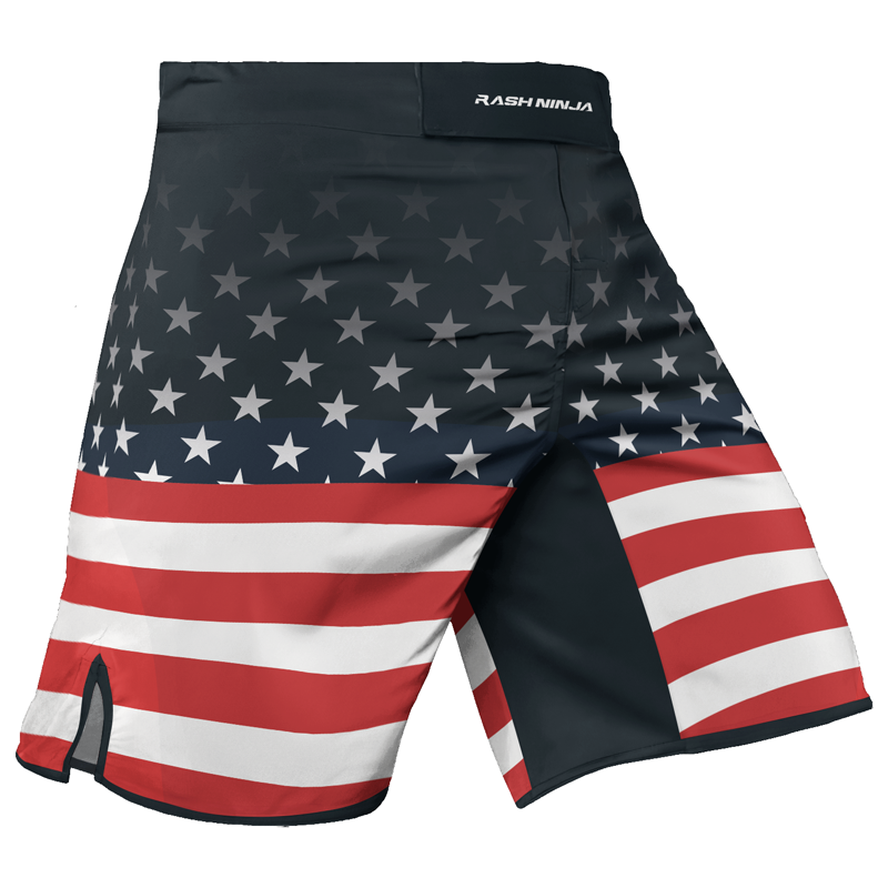 Rashninja Patriotic American Flag Men's Fight Shorts