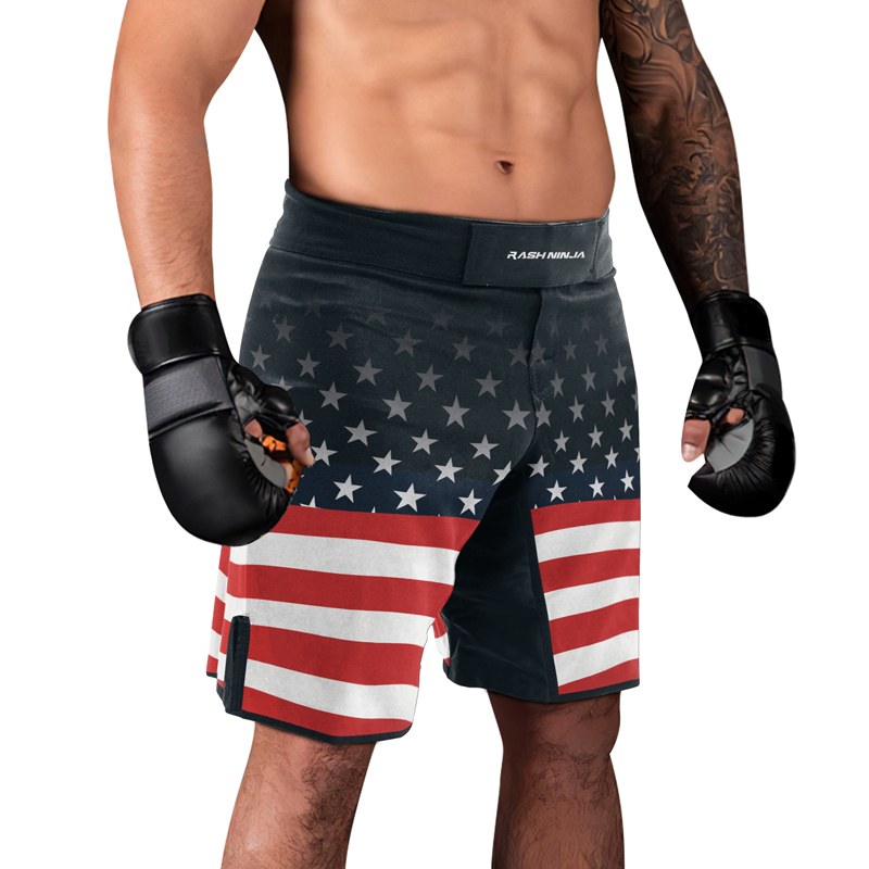 Rashninja Patriotic American Flag Men's Fight Shorts