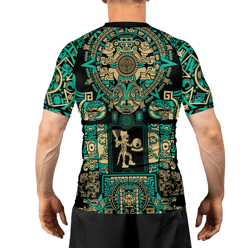 Rashninja Aztec Sun Stone Men's Short Sleeve Rash Guard - Rashninja LLC