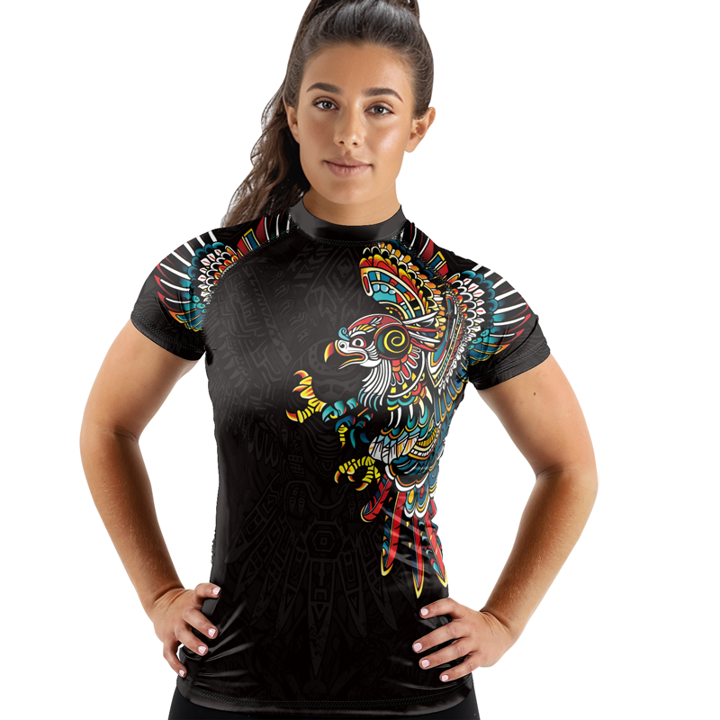 Rashninja Aztec Hunting Eagle Women's Short Sleeve Rash Guard