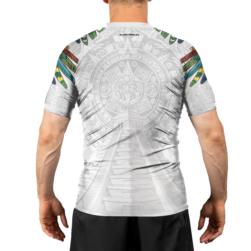 Rashninja White Aztec Hunting Eagle Men's Short Sleeve Rash Guard