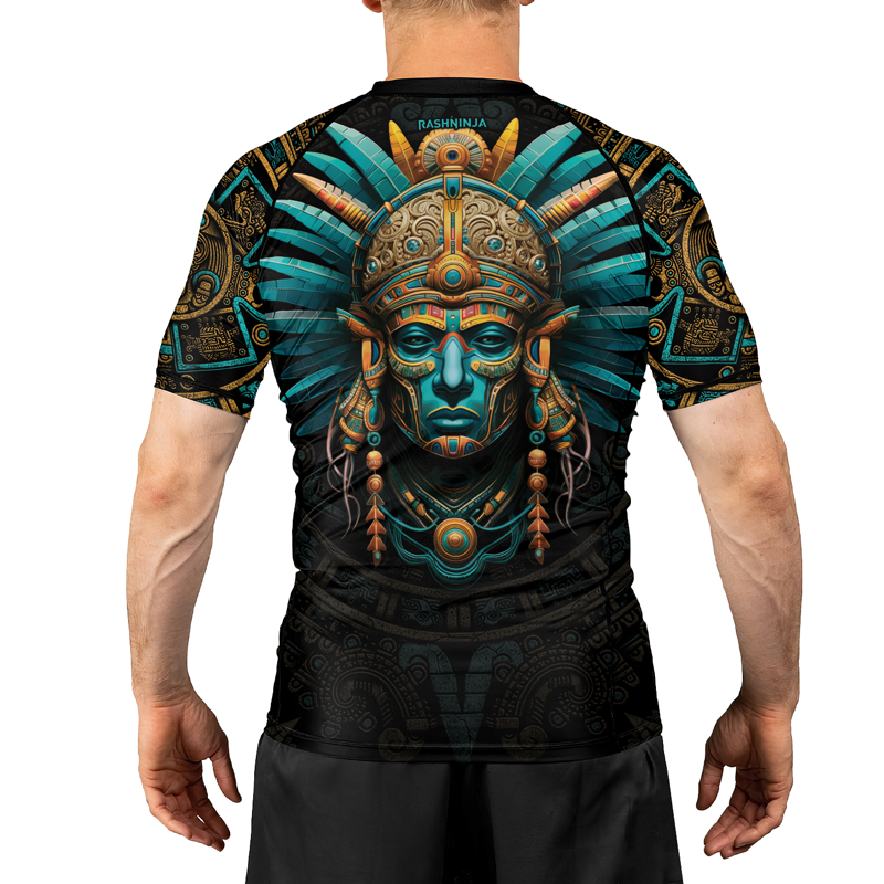 Rashninja Aztec Tribal Leader Men's Short Sleeve Rash Guard