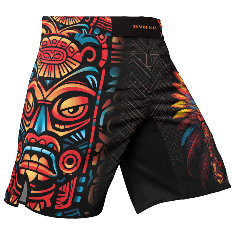 Rashninja Aztec Chieftain Skull Men's Fight Shorts