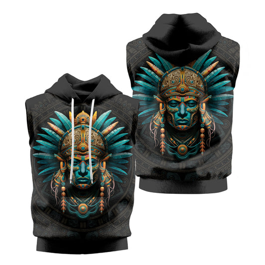 Rashninja Aztec Tribal Leader Sleeveless Hoodie |MMA Sleeveless Hoodie