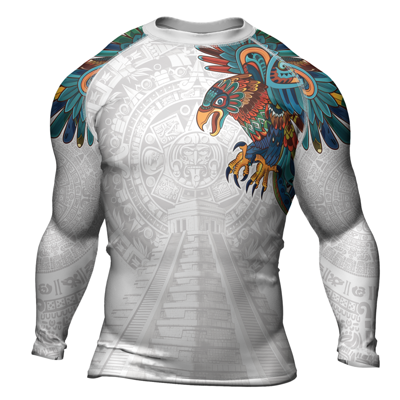 Rashninja White Aztec Hunting Eagle Men's Long Sleeve Rash Guard