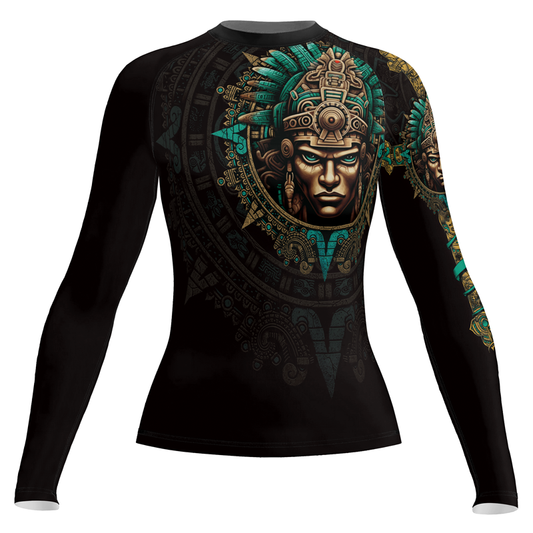 Rashninja Aztec Tribe Warrior Women's Long Sleeve Rash Guard