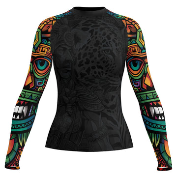 Rashninja Aztec Jaguar Spirit Women's Long Sleeve Rash Guard
