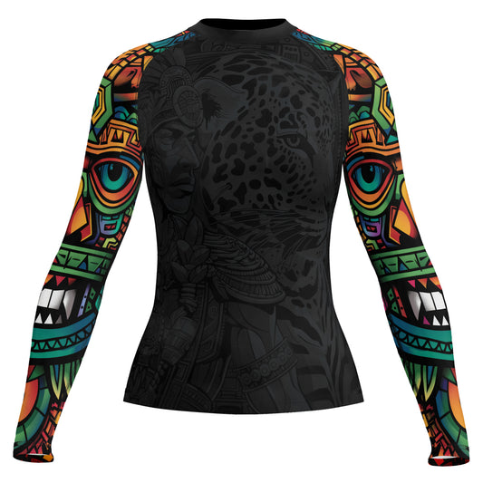 Rashninja Aztec Jaguar Spirit Women's Long Sleeve Rash Guard
