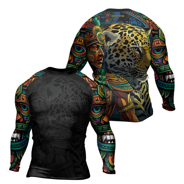 Rashninja Aztec Jaguar Spirit Men's Long Sleeve Rash Guard
