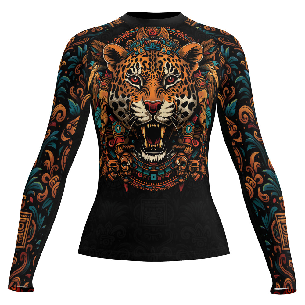 Rashninja Aztec Crimson Wave Women's Long Sleeve Rash Guard

