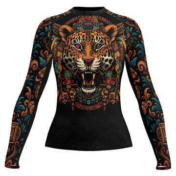Rashninja Aztec Crimson Wave Women's Long Sleeve Rash Guard

