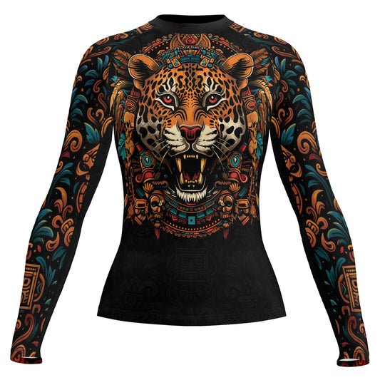 Rashninja Aztec Crimson Wave Women's Long Sleeve Rash Guard

