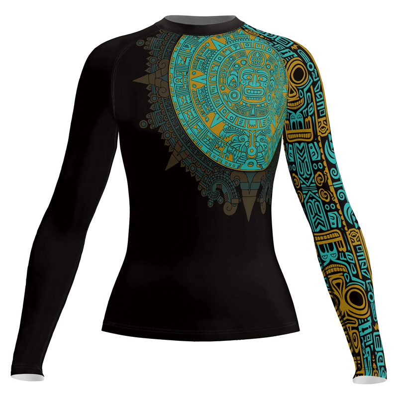 Rashninja Aztec Sun Stone Symbol Women's Long Sleeve Rash Guard