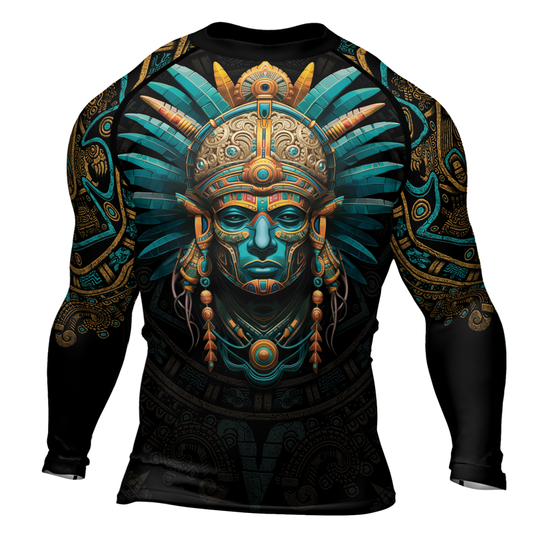 Rashninja Aztec Tribal Leader Men's Long Sleeve Rash Guard