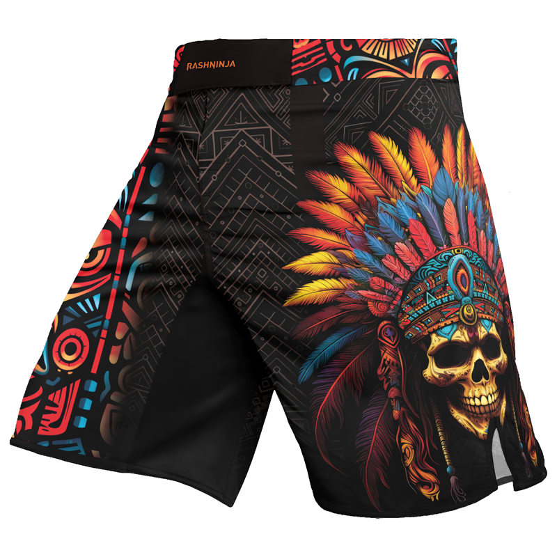 Rashninja Aztec Chieftain Skull Men's Fight Shorts