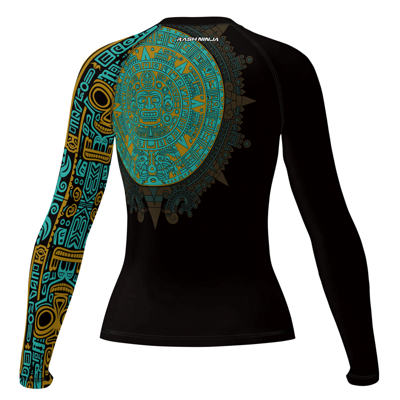 Rashninja Aztec Sun Stone Symbol Women's Long Sleeve Rash Guard