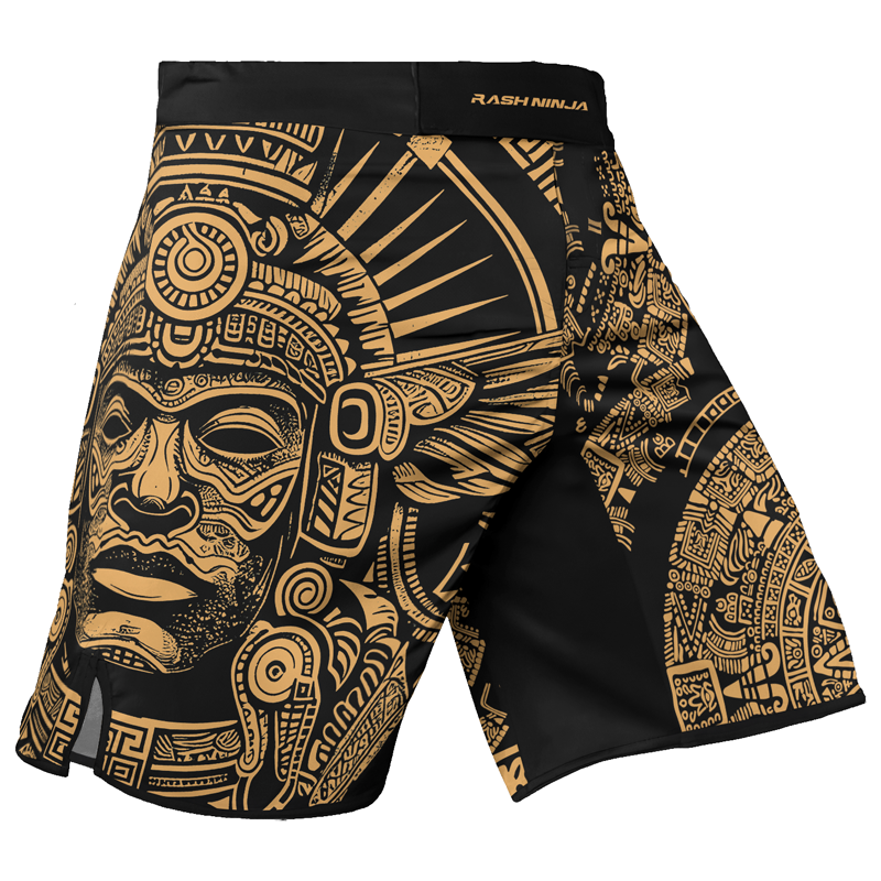 Rashninja Brown Aztec Tribe Headman Men's Fight Shorts