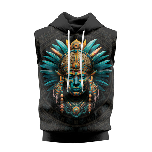 Rashninja Aztec Tribal Leader Sleeveless Hoodie |MMA Sleeveless Hoodie