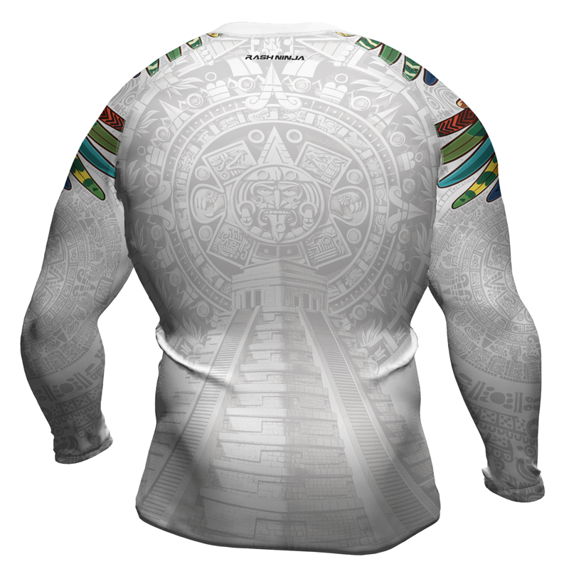 Rashninja White Aztec Hunting Eagle Men's Long Sleeve Rash Guard