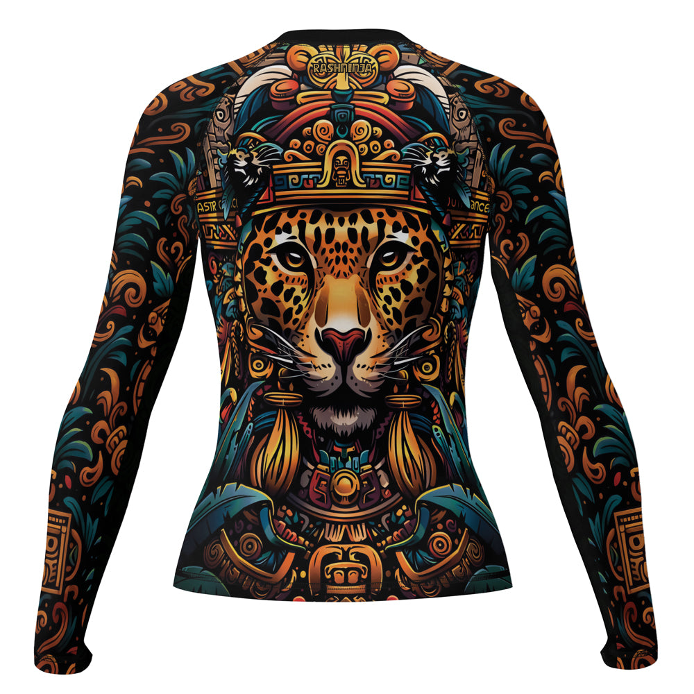 Rashninja Aztec Crimson Wave Women's Long Sleeve Rash Guard


