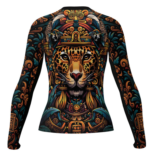 Rashninja Aztec Crimson Wave Women's Long Sleeve Rash Guard

