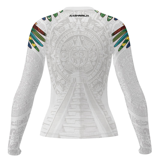 Rashninja White Aztec Hunting Eagle Women's Long Sleeve Rash Guard