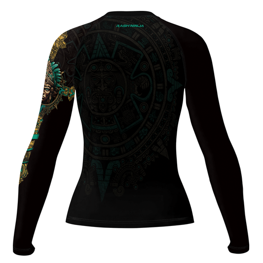 Rashninja Aztec Tribe Warrior Women's Long Sleeve Rash Guard