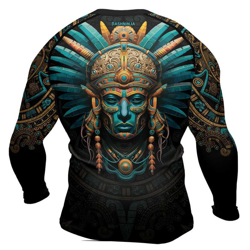 Rashninja Aztec Tribal Leader Men's Long Sleeve Rash Guard |Rash Guard