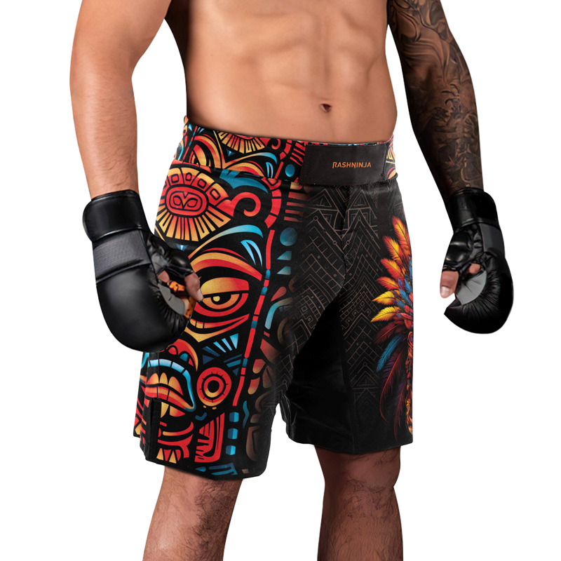 Rashninja Aztec Chieftain Skull Men's Fight Shorts