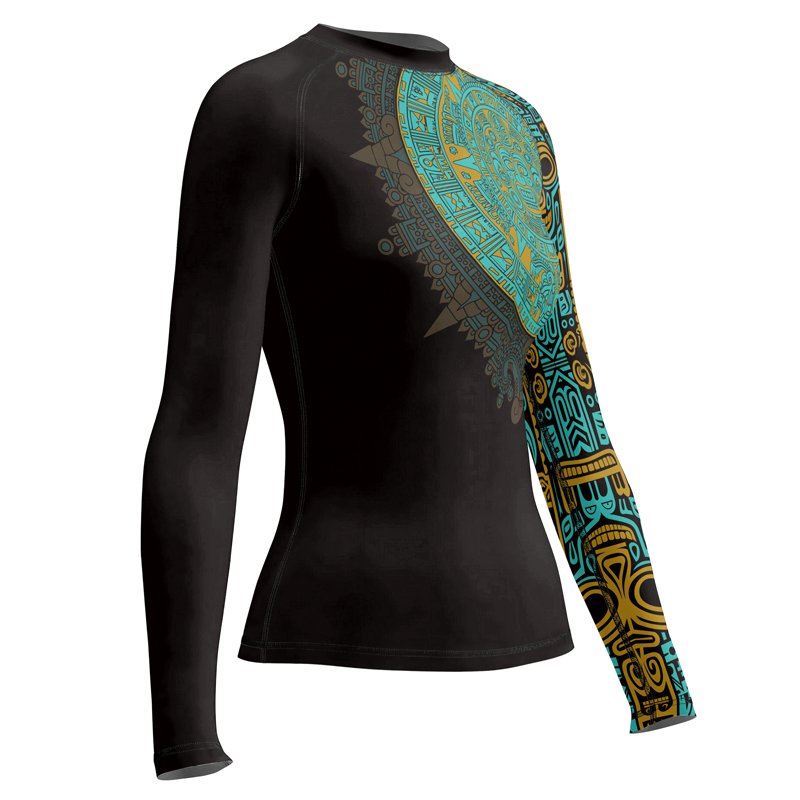 Rashninja Aztec Sun Stone Symbol Women's Long Sleeve Rash Guard