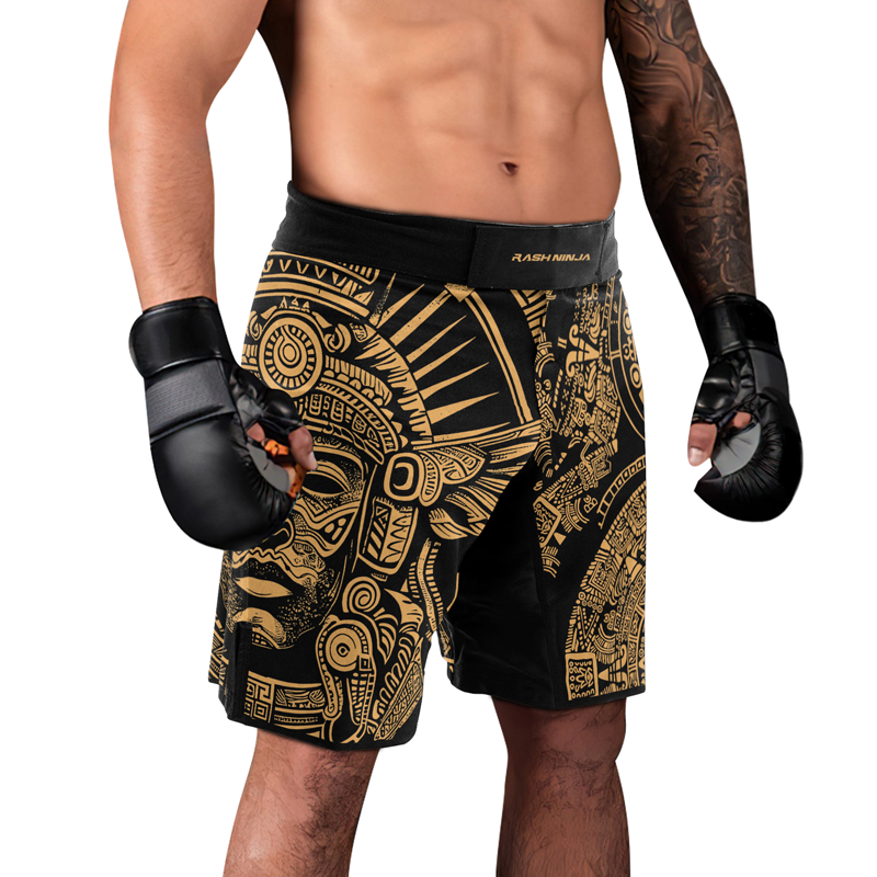 Rashninja Brown Aztec Tribe Headman Men's Fight Shorts