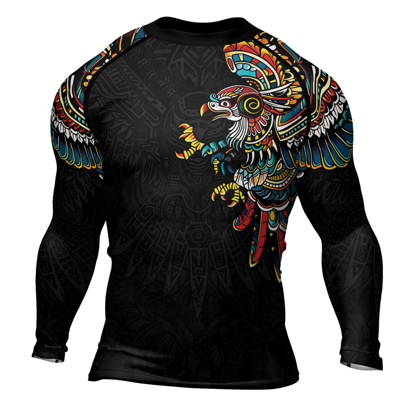 Rashninja Aztec Hunting Eagle Men's Long Sleeve Rash Guard |Rash Guard