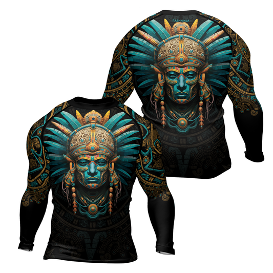 Rashninja Aztec Tribal Leader Men's Long Sleeve Rash Guard