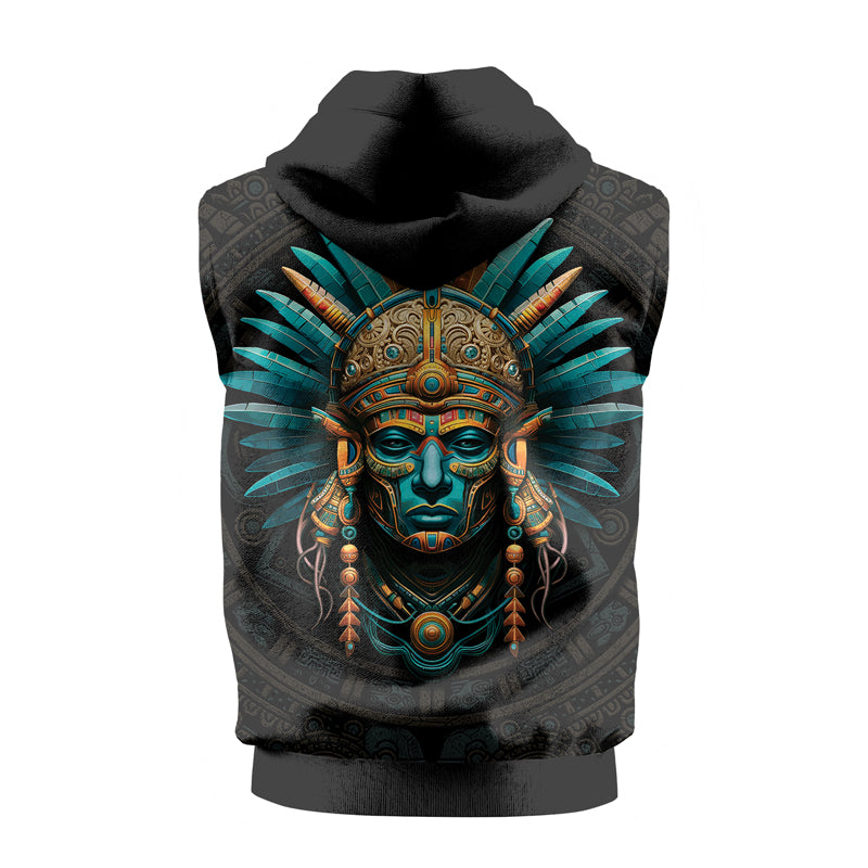 Rashninja Aztec Tribal Leader Sleeveless Hoodie |MMA Sleeveless Hoodie