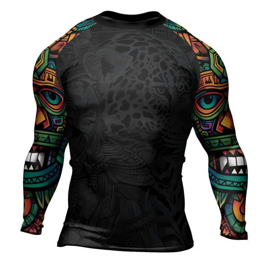 Rashninja Aztec Jaguar Spirit Men's Long Sleeve Rash Guard