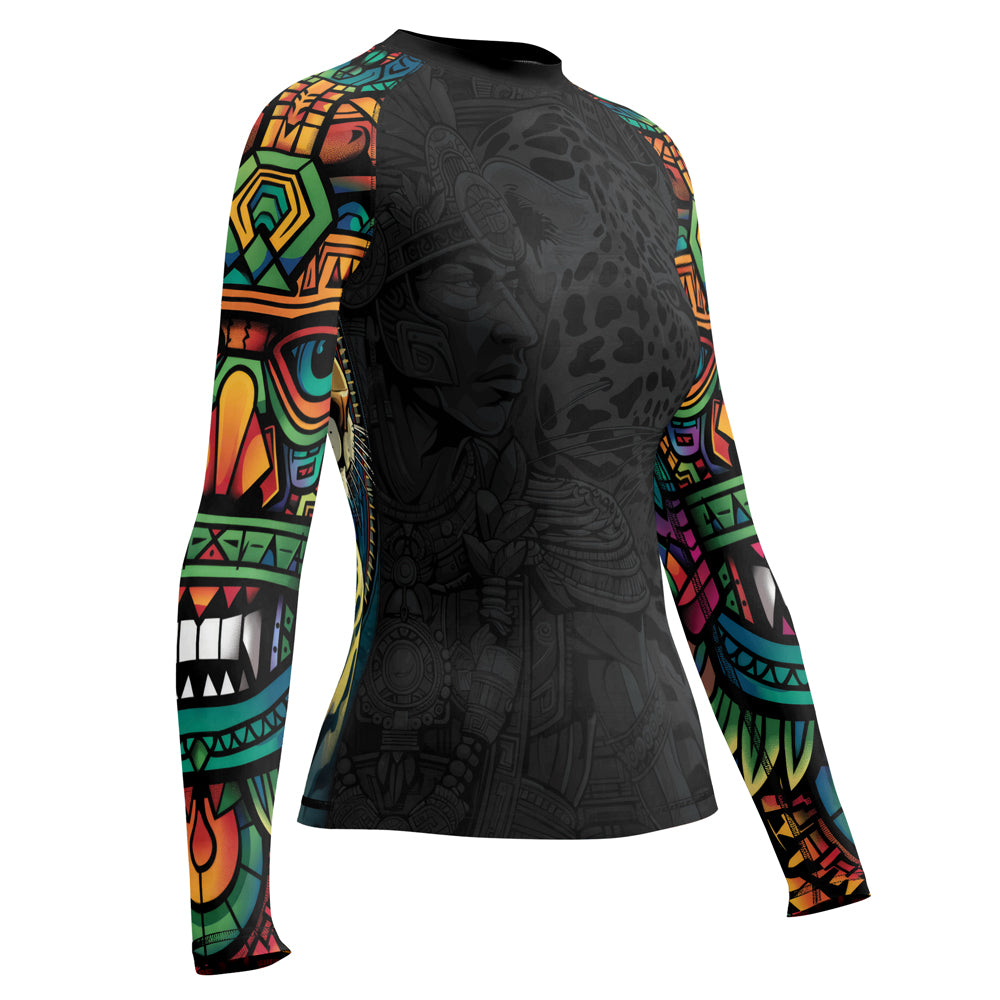 Rashninja Aztec Jaguar Spirit Women's Long Sleeve Rash Guard