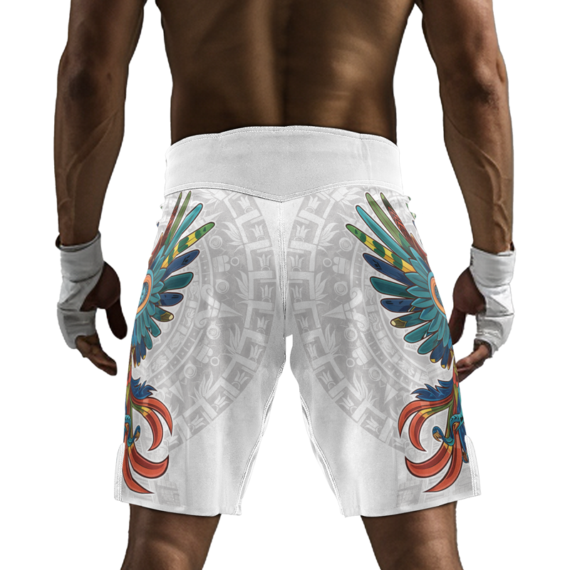 Rashninja White Aztec Hunting Eagle Men's Fight Shorts