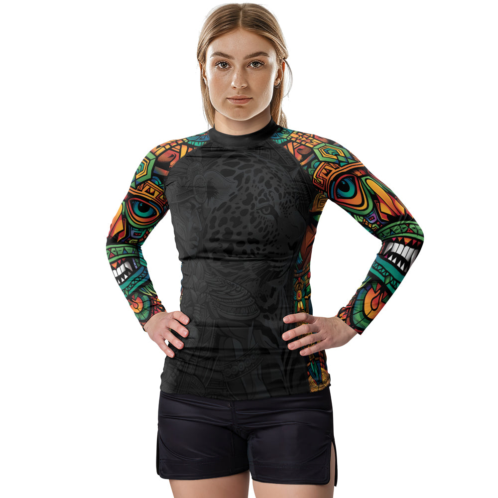 Rashninja Aztec Jaguar Spirit Women's Long Sleeve Rash Guard