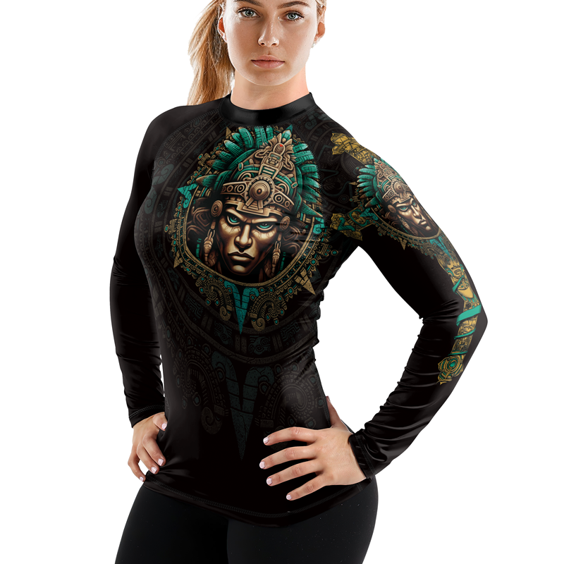 Rashninja Aztec Tribe Warrior Women's Long Sleeve Rash Guard | Aztec