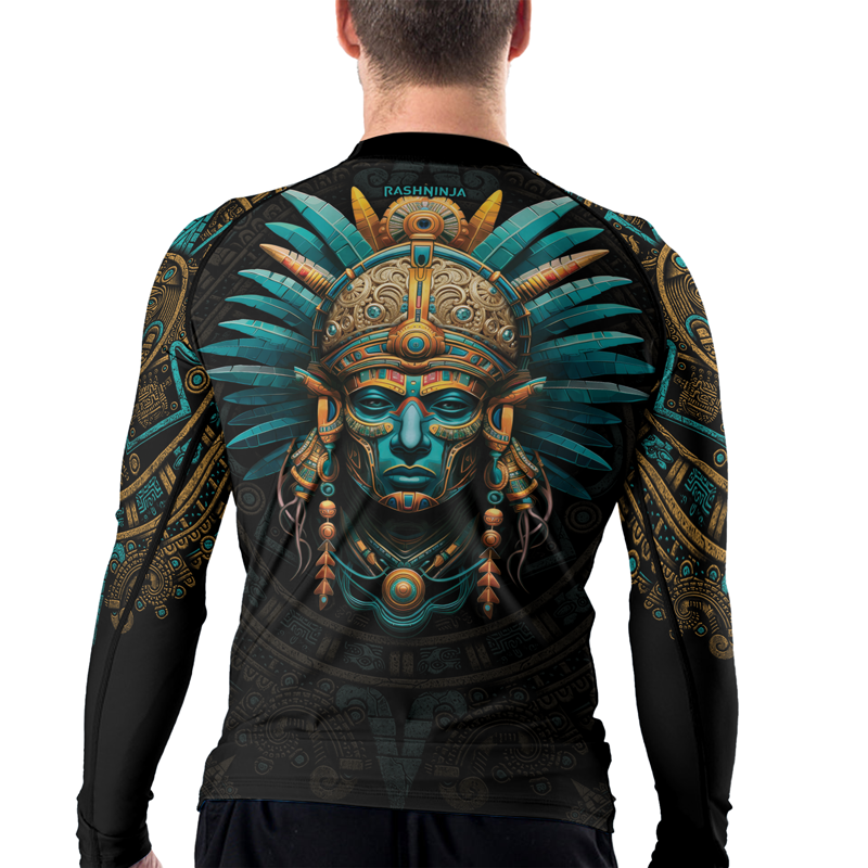 Rashninja Aztec Tribal Leader Men's Long Sleeve Rash Guard