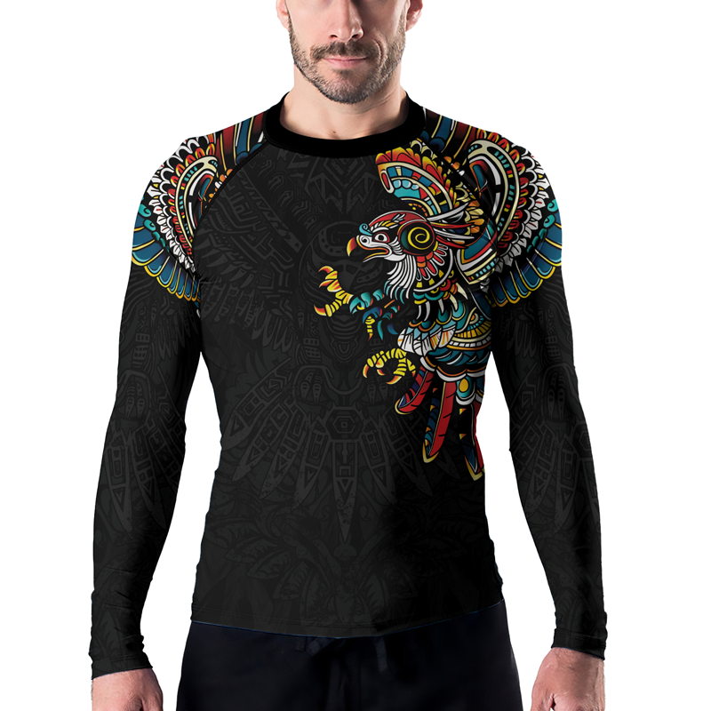 Rashninja Aztec Hunting Eagle Men's Long Sleeve Rash Guard |Rash Guard