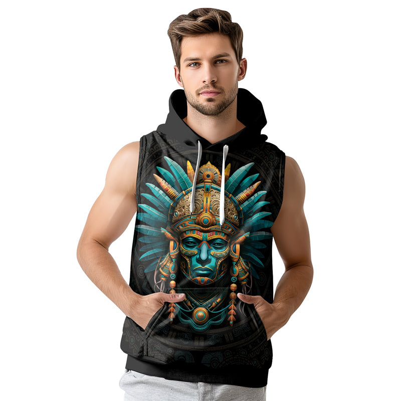 Rashninja Aztec Tribal Leader Sleeveless Hoodie |MMA Sleeveless Hoodie