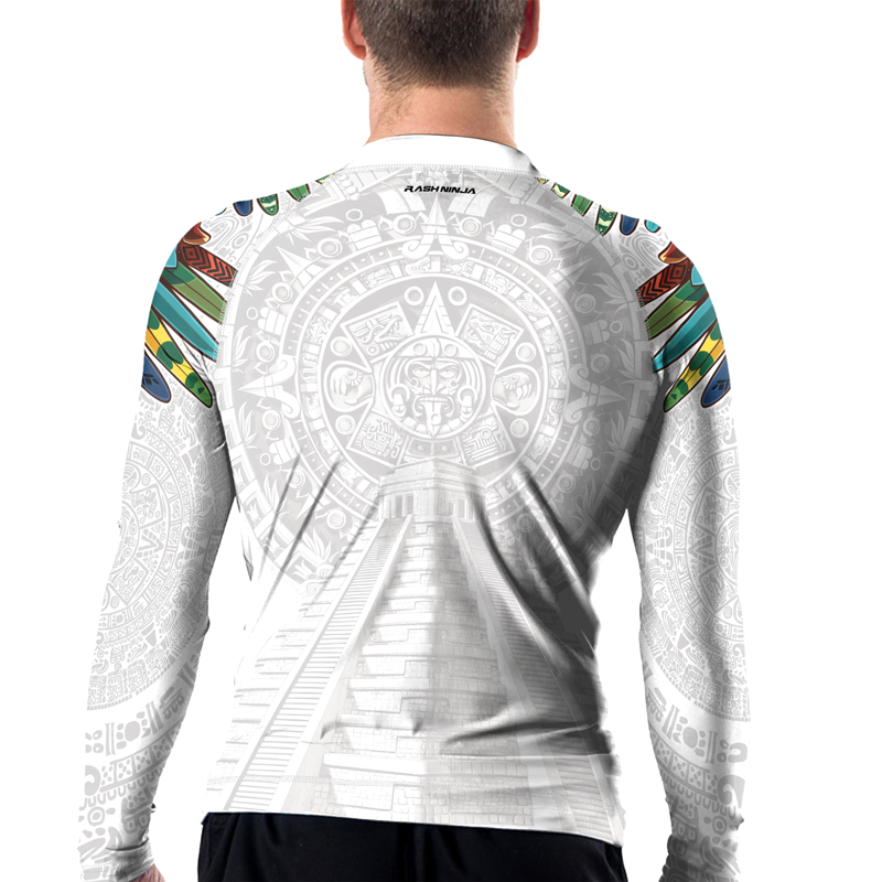 Rashninja White Aztec Hunting Eagle Men's Long Sleeve Rash Guard